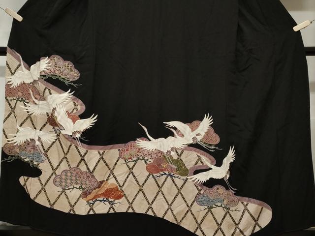 平和屋着物■豪華刺繍　松飛鶴文　金彩　正絹　逸品　CABE1816ev
