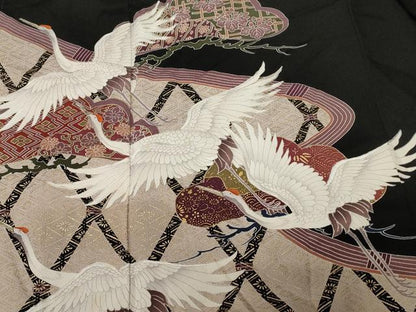 平和屋着物■豪華刺繍　松飛鶴文　金彩　正絹　逸品　CABE1816ev
