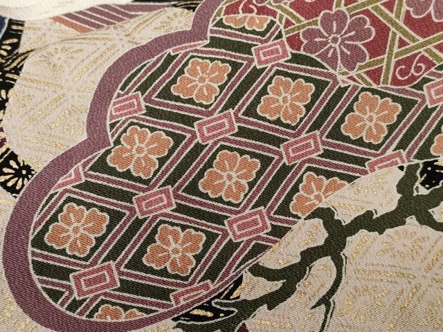 平和屋着物■豪華刺繍　松飛鶴文　金彩　正絹　逸品　CABE1816ev