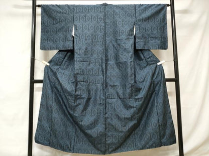 平和屋着物■本場大島紬　割り込み絣　幾何学花文　正絹　逸品　CABE1823ev