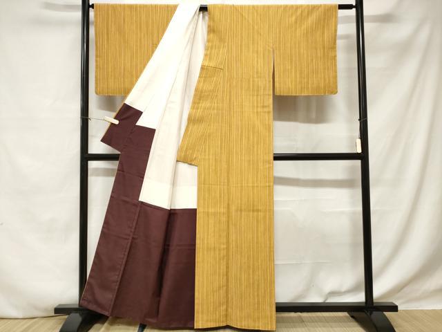 平和屋着物■上質なお召　縞　正絹　逸品　未使用　CABE1826ev