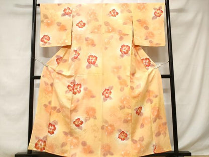 平和屋着物■上質な小紋 地紋起こし 草花文 暈し染め 正絹 逸品 CABE1831ev