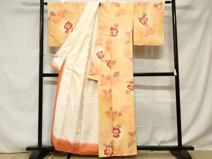 平和屋着物■上質な小紋 地紋起こし 草花文 暈し染め 正絹 逸品 CABE1831ev