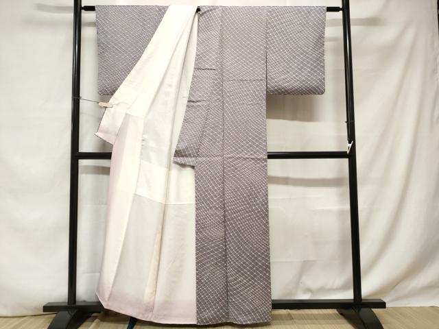 平和屋着物■上質な小紋　総絞り　幾何学文　正絹　逸品　CABE1872ev