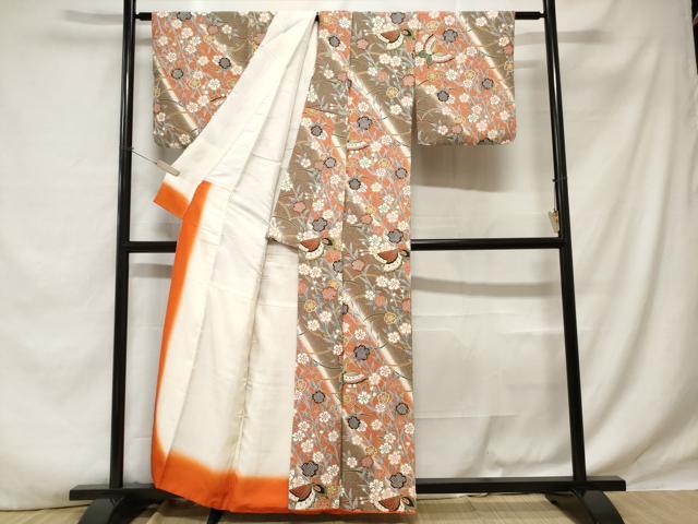 平和屋着物■上質な小紋 花蝶文 暈し染め 金彩 正絹 逸品 CABE1873ev