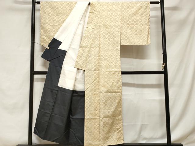 平和屋着物■上質な紬　幾何学文　正絹　逸品　CABE1874ev