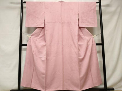 平和屋着物■上質な色無地 舞葉地紋 鴇色 正絹 逸品 CABE1876ev