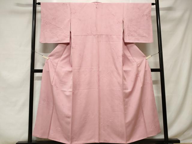 平和屋着物■上質な色無地 舞葉地紋 鴇色 正絹 逸品 CABE1876ev