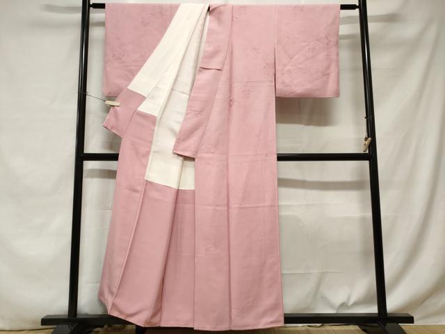 平和屋着物■上質な色無地 舞葉地紋 鴇色 正絹 逸品 CABE1876ev