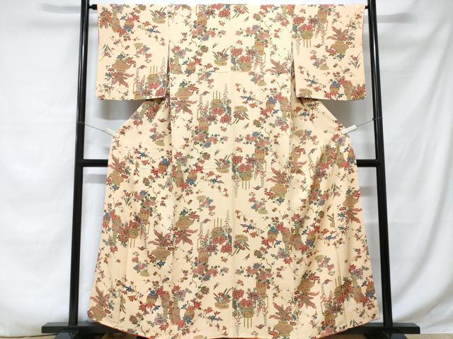 平和屋着物■上質な小紋 陶器花鳥文 正絹 逸品 CABE1884ev