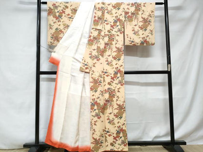 平和屋着物■上質な小紋 陶器花鳥文 正絹 逸品 CABE1884ev