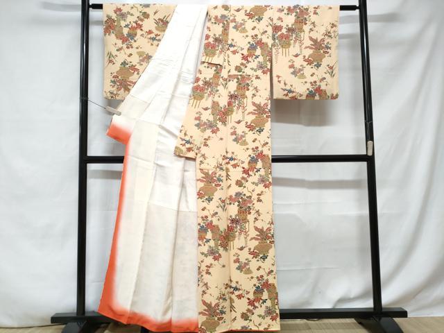 平和屋着物■上質な小紋 陶器花鳥文 正絹 逸品 CABE1884ev