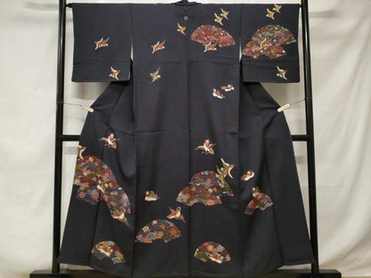 平和屋着物■訪問着 地紙流水花鳥文 正絹 逸品 CABE1889ev