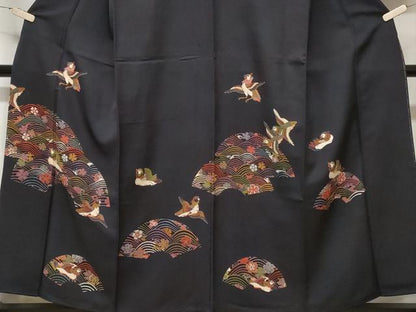 平和屋着物■訪問着 地紙流水花鳥文 正絹 逸品 CABE1889ev