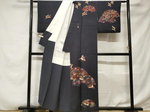 平和屋着物■訪問着 地紙流水花鳥文 正絹 逸品 CABE1889ev