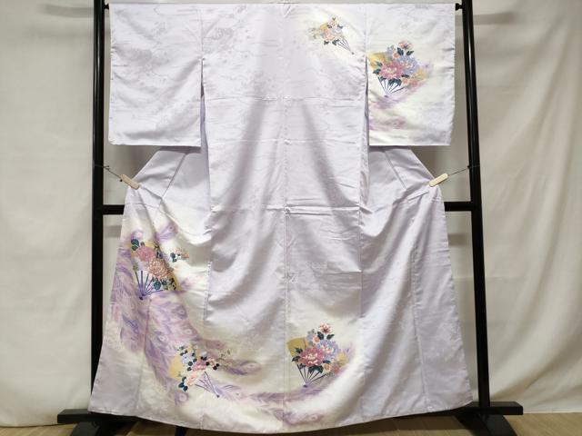 平和屋着物■訪問着 孔雀羽 扇面花文 暈し染め 金彩 正絹 逸品 CABE1896ev