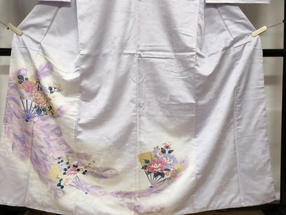 平和屋着物■訪問着 孔雀羽 扇面花文 暈し染め 金彩 正絹 逸品 CABE1896ev