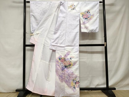 平和屋着物■訪問着 孔雀羽 扇面花文 暈し染め 金彩 正絹 逸品 CABE1896ev