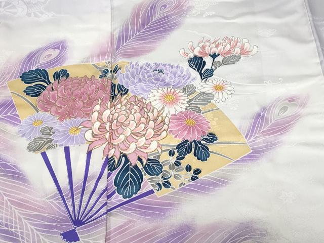 平和屋着物■訪問着 孔雀羽 扇面花文 暈し染め 金彩 正絹 逸品 CABE1896ev