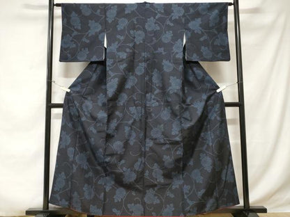 平和屋着物■上質な紬　花唐草文　正絹　逸品　CABE1908ev