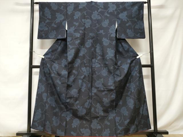 平和屋着物■上質な紬　花唐草文　正絹　逸品　CABE1908ev