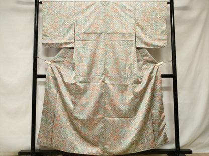 平和屋着物■上質な小紋 幾何学花文 正絹 逸品 CABE1926ev
