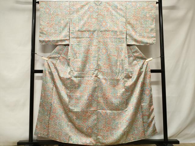 平和屋着物■上質な小紋 幾何学花文 正絹 逸品 CABE1926ev