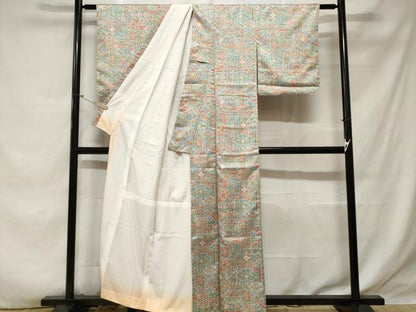 平和屋着物■上質な小紋 幾何学花文 正絹 逸品 CABE1926ev