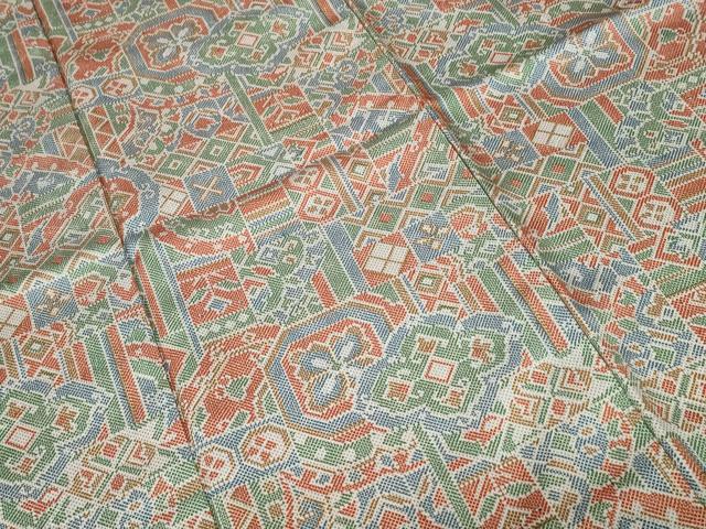 平和屋着物■上質な小紋 幾何学花文 正絹 逸品 CABE1926ev