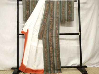 平和屋着物■上質な小紋　更紗花間道　正絹　逸品　未使用　CABE1930ev