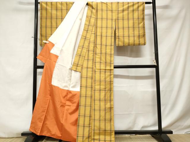 平和屋着物■本場縞大島紬 格子柄 正絹 逸品 CABE1967ev