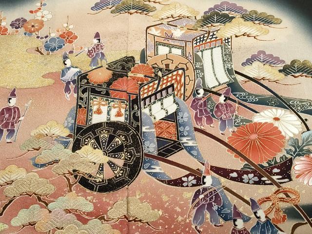 平和屋着物■豪華黒留袖 駒刺繍 御所車人物文 暈し染め 金彩 正絹 逸品 CABE1988ev