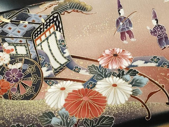平和屋着物■豪華黒留袖 駒刺繍 御所車人物文 暈し染め 金彩 正絹 逸品 CABE1988ev