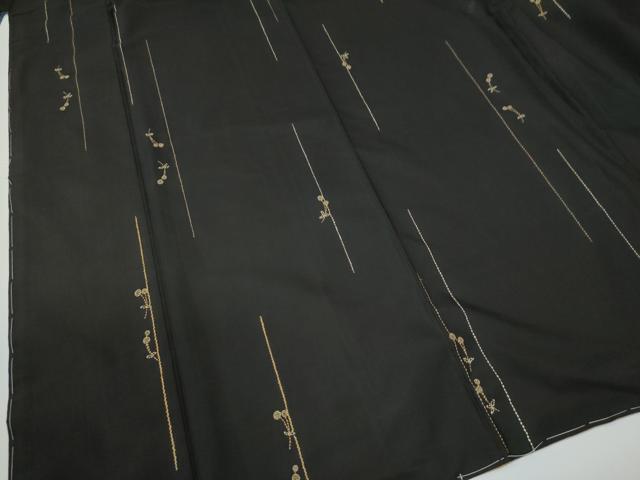 平和屋着物●本場大島紬　泥染め　総刺繍　刺し子　さくらんぼ　上村絹織物謹製　証紙付き　正絹　逸品　未使用　CABE2001yc