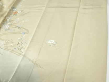 平和屋着物●訪問着　駒刺繍　流水草花文　暈し染め　金彩　伊勢丹扱い　正絹　逸品　CABE2003yc