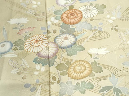 平和屋着物●訪問着　駒刺繍　流水草花文　暈し染め　金彩　伊勢丹扱い　正絹　逸品　CABE2003yc