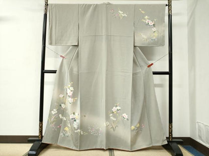 平和屋着物●訪問着　友禅　鷺草　枝花文　暈し染め　正絹　逸品　未使用　CABE2004yc