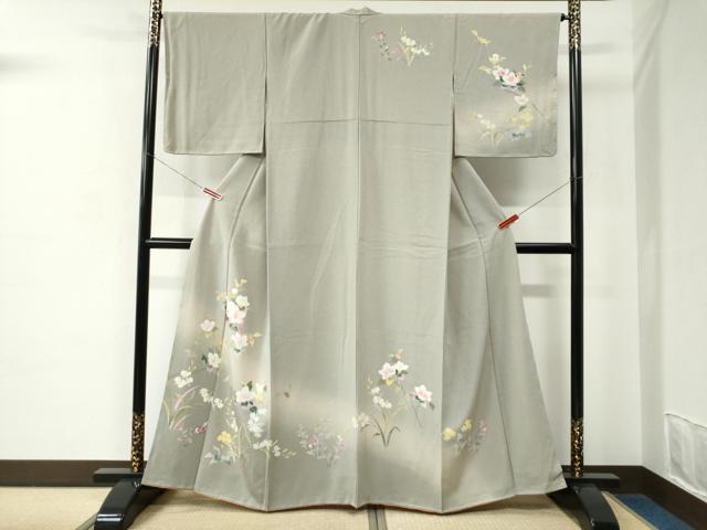 平和屋着物●訪問着　友禅　鷺草　枝花文　暈し染め　正絹　逸品　未使用　CABE2004yc