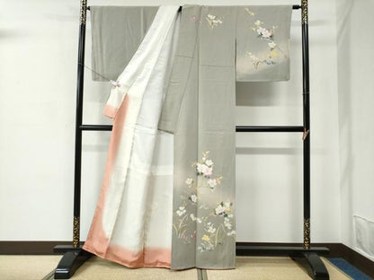 平和屋着物●訪問着　友禅　鷺草　枝花文　暈し染め　正絹　逸品　未使用　CABE2004yc