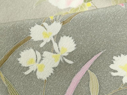 平和屋着物●訪問着　友禅　鷺草　枝花文　暈し染め　正絹　逸品　未使用　CABE2004yc