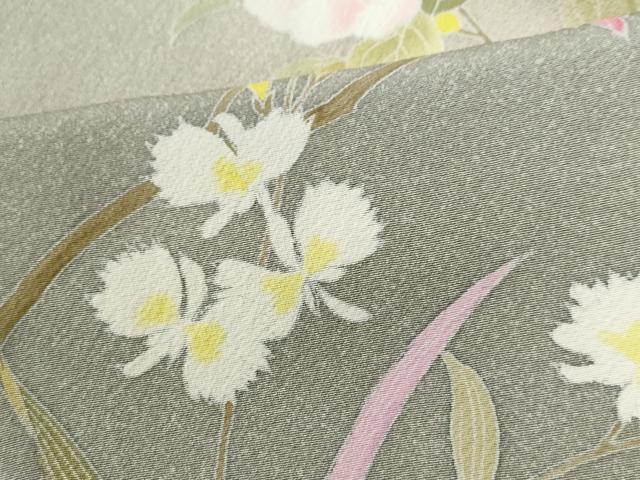 平和屋着物●訪問着　友禅　鷺草　枝花文　暈し染め　正絹　逸品　未使用　CABE2004yc