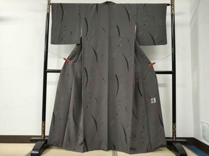 平和屋着物●京の名工　雛屋友禅　稲垣智司　小紋　枝花文　金彩　正絹　逸品　CABE2006yc