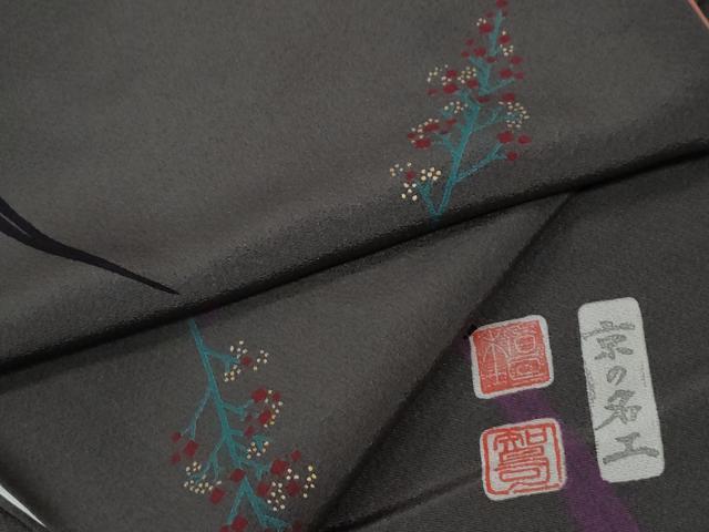 平和屋着物●京の名工　雛屋友禅　稲垣智司　小紋　枝花文　金彩　正絹　逸品　CABE2006yc