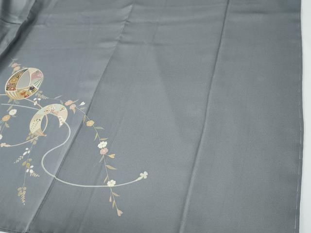 平和屋着物●訪問着　駒刺繍　扇面草花丸文　健勝苑扱い　正絹　逸品　CABE2007yc