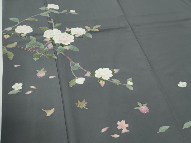 平和屋着物●訪問着　友禅　枝花文　暈し染め　正絹　逸品　CABE2008yc