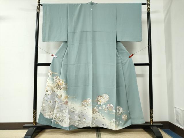 平和屋着物●豪華色留袖　駒刺繍　流水雪輪花車文　暈し染め　金彩　正絹　逸品　未使用　CABE2009yc