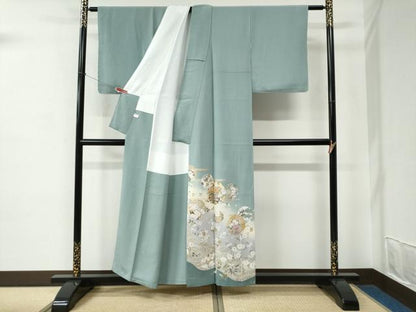 平和屋着物●豪華色留袖　駒刺繍　流水雪輪花車文　暈し染め　金彩　正絹　逸品　未使用　CABE2009yc