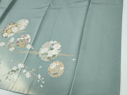 平和屋着物●豪華色留袖　駒刺繍　流水雪輪花車文　暈し染め　金彩　正絹　逸品　未使用　CABE2009yc