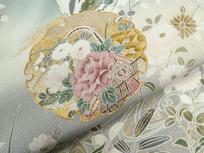 平和屋着物●豪華色留袖　駒刺繍　流水雪輪花車文　暈し染め　金彩　正絹　逸品　未使用　CABE2009yc