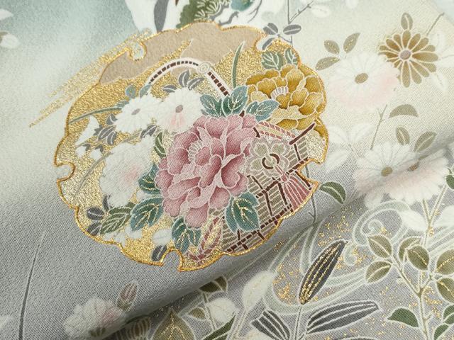 平和屋着物●豪華色留袖　駒刺繍　流水雪輪花車文　暈し染め　金彩　正絹　逸品　未使用　CABE2009yc